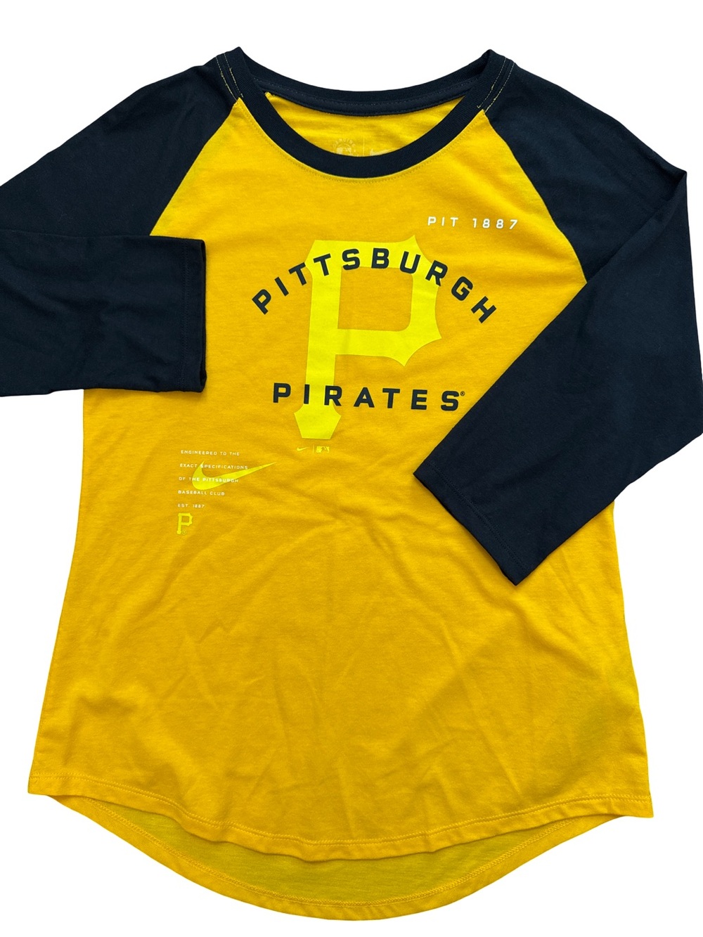 Pittsburgh Pirates Nike Black & Gold Women’s 3/4 Sleeve T-Shirt MLB Size Small